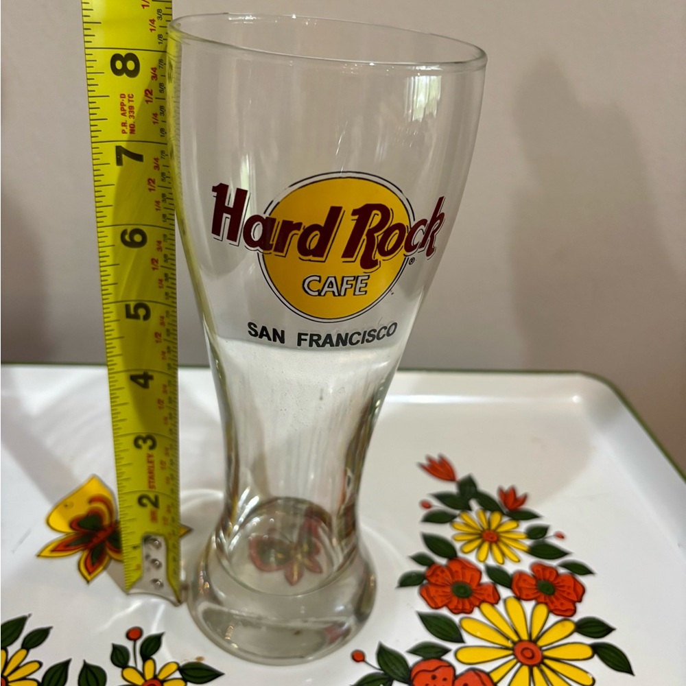 Hard Rock Cafe Clear Pint Glasses with Yellow and Brown Logo (Set) - Picture 9 of 9